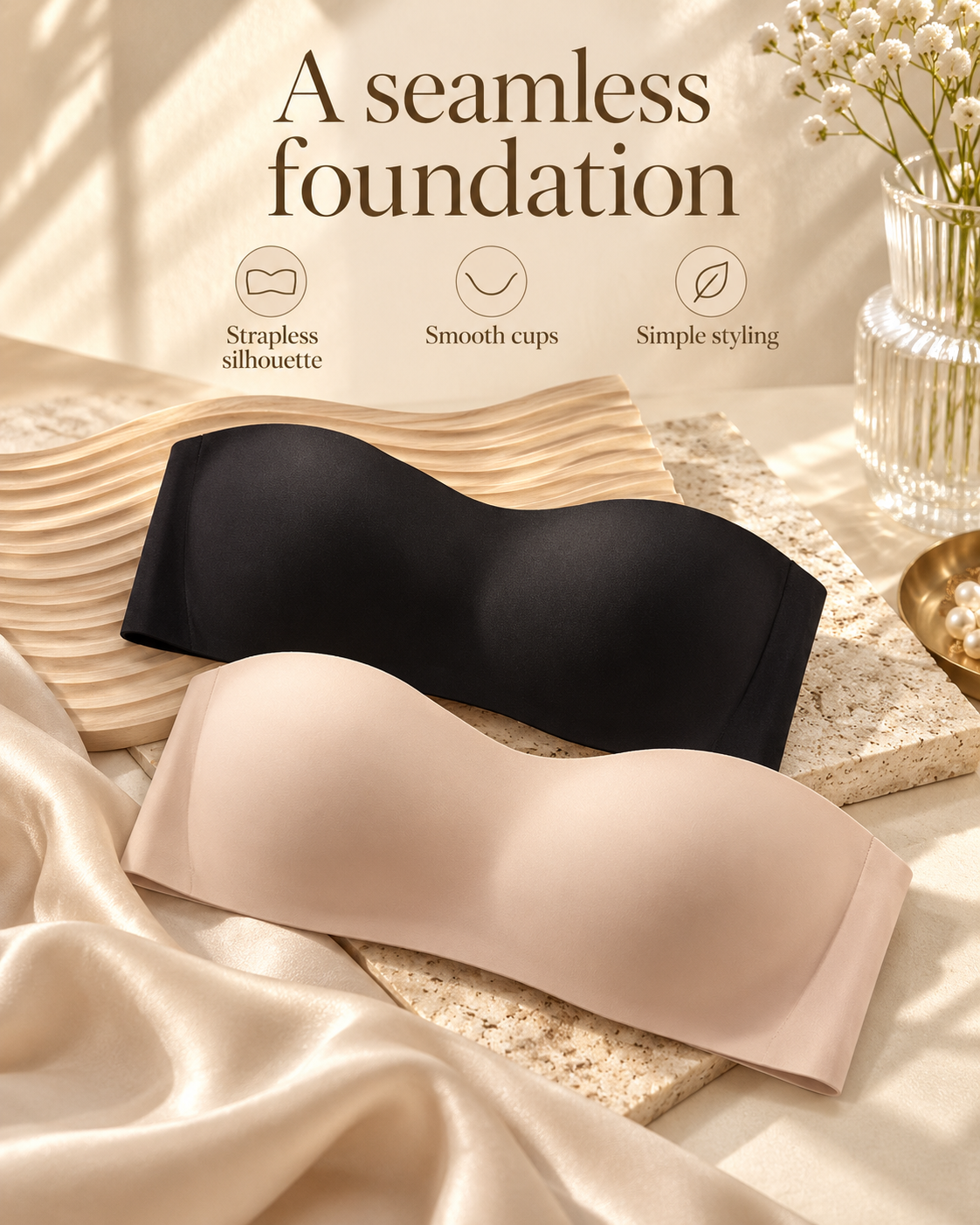 Aureon Seamless Strapless Bandeau Bra — design features