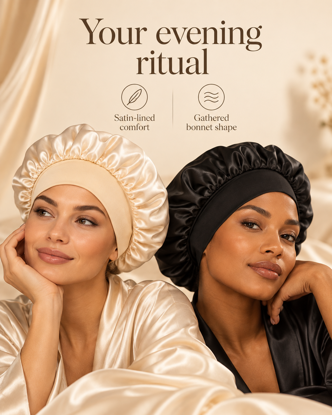 Aureon Satin-Lined Hair Bonnet — design features