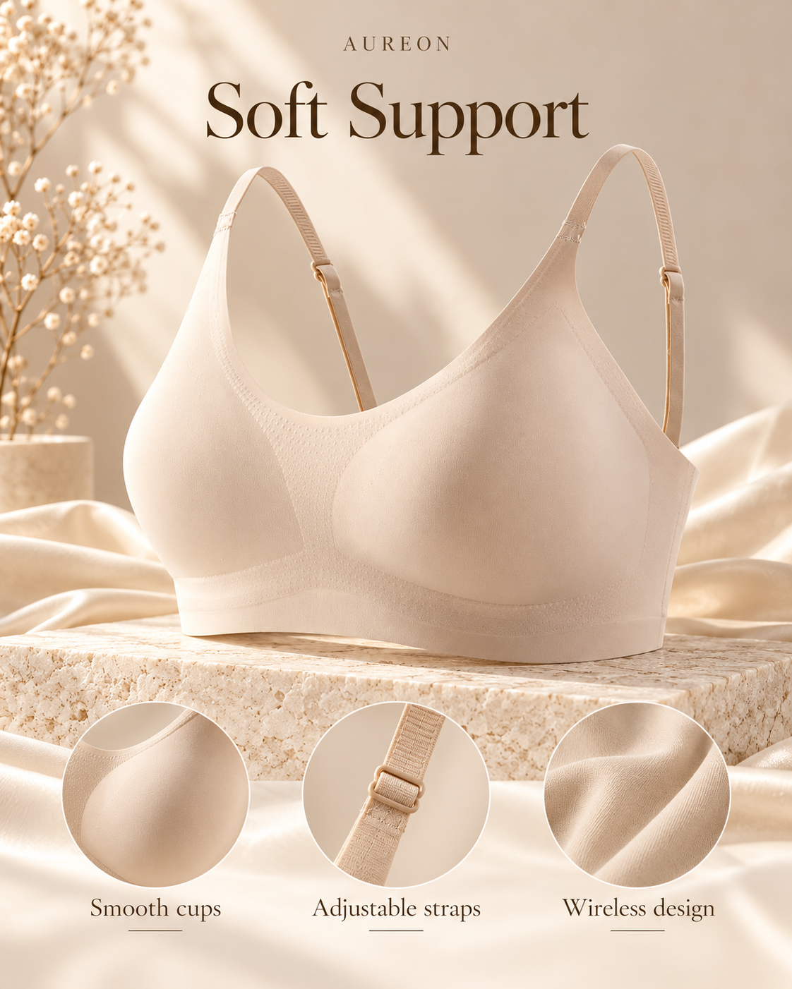Aureon Soft Support Seamless Bra — design features