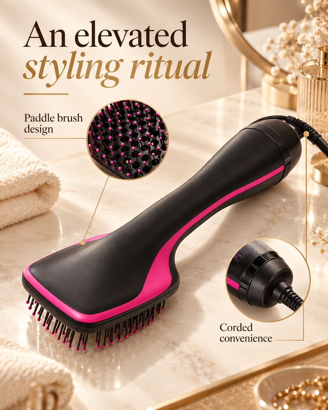 Aureon Hot Air Styling Brush — design features